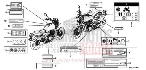 ETIQUETTE DE PRECAUTIONS CB1100NAK de 2019